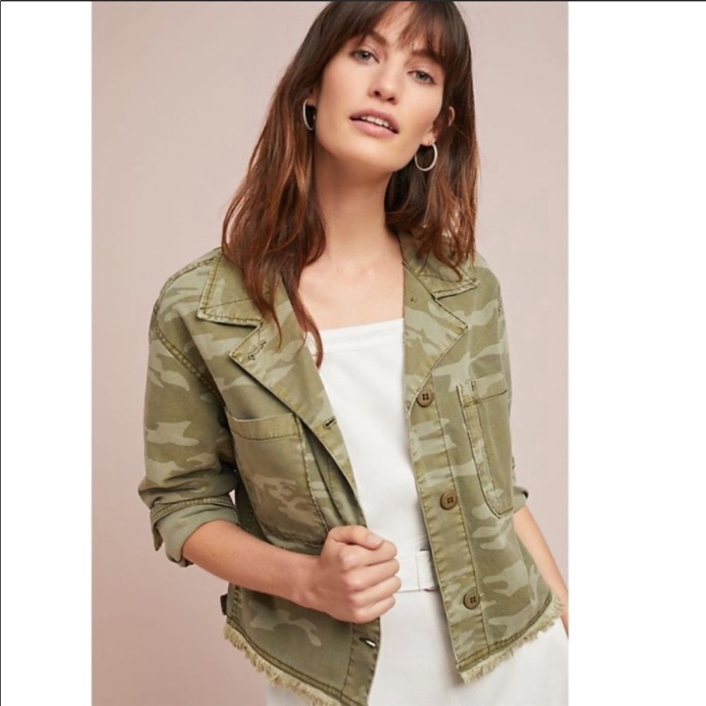 Anthropologie Camo Cropped Jacket